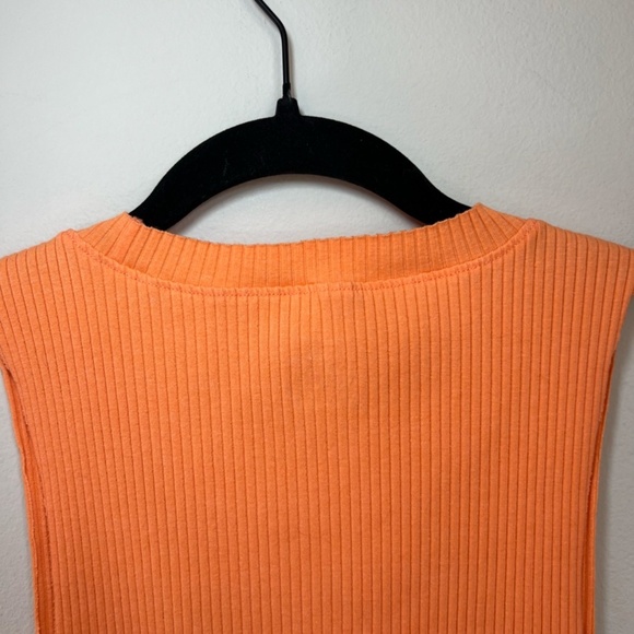 Aerie Women's Ribbed Raw Edge Cropped Tank Top Orange Crew Sleeveless Shirt   XL - Picture 6 of 7